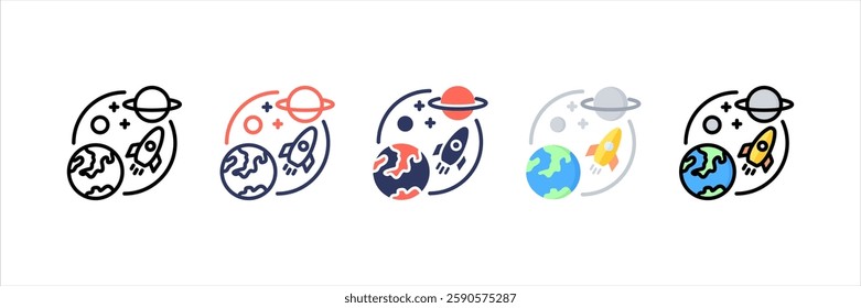 Space Tourism Multi Style Icon Set