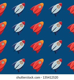 Space toy rocket abstract seamless vector pattern