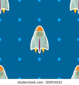 Space toy rocket abstract seamless vector pattern