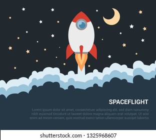 space transport rivalry are flying high up while hovering over a cloud. go to business achievement objective. initiative. startup. inventive thought. representation animation vector