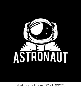 Space Travel Astronaut Helmet Or Spaceman Logo Vintage Label Badge Design Vector Illustration. Star Planet Galaxy Space Logo