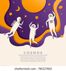 Space travel banner. Flat illustration of space. Vector illustration