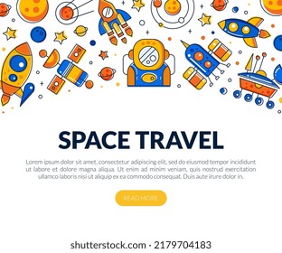 Space Travel Design with Rocket and Planet as Cosmic Exploration Vector Template