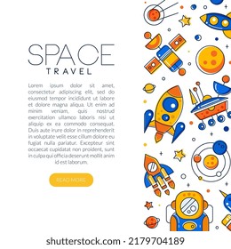 Space Travel Design with Rocket and Planet as Cosmic Exploration Vector Template