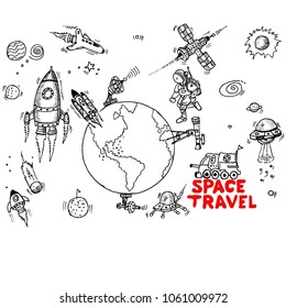 space travel, doodle