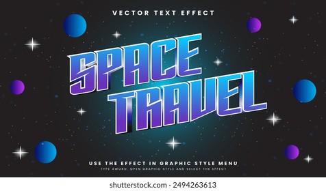 Plantilla de efecto de texto editable de viaje espacial con polvo de estrellas brillante