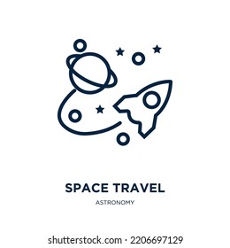 Space Travel Icon From Astronomy Collection. Thin Linear Space Travel, Travel, Space Outline Icon Isolated On White Background. Line Vector Space Travel Sign, Symbol For Web And Mobile