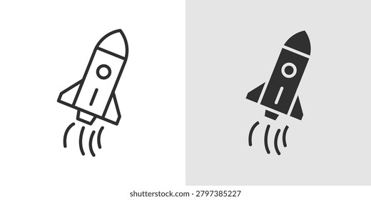 Space Travel Icon represents interplanetary exploration, futuristic transportation, and aerospace journeys.