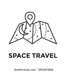 Space Travel icon w Galactic Map - Tourism to Outer Space - Exploration Astrotourism