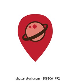 Space Travel icon w Geolocator - Tourism to Outer Space - Exploration Astrotourism