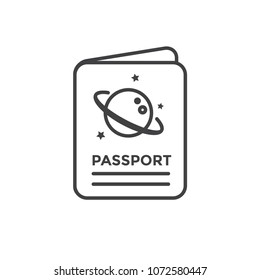 Space Travel icon w Passport - Tourism to Outer Space - Exploration Astrotourism