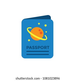 Space Travel Icon W Passport - Tourism To Outer Space - Exploration Astrotourism