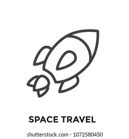 Space Travel icon w Rocket - Tourism to Outer Space - Exploration Astrotourism