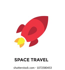 Space Travel icon w Rocket - Tourism to Outer Space - Exploration Astrotourism