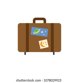 Space Travel icon w Suitcase - Tourism to Outer Space - Exploration Astrotourism