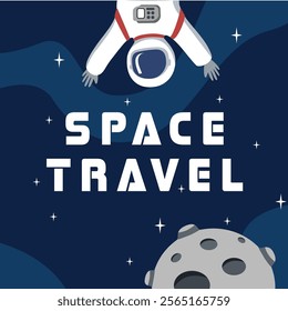 Space travel illustration. Astronaut illustration. Solar system. Meteor.