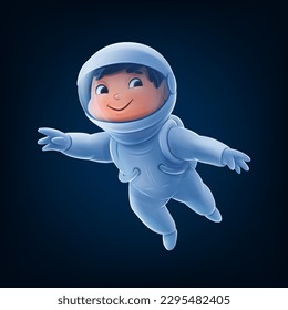 space travel illustration with kid astronaut 