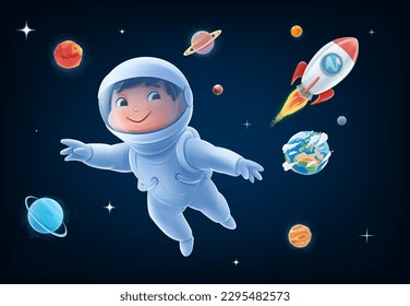 Raumfahrtanzeige mit Kinderastronaut 