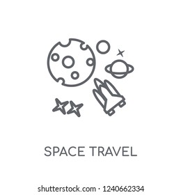 Space travel linear icon. Modern outline Space travel logo concept on white background from ASTRONOMY collection. Suitable for use on web apps, mobile apps and print media.