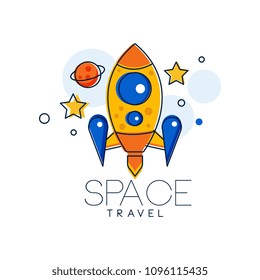 Space travel logo design template, exploration of space label vector Illustration on a white background