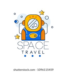 Space travel logo design template, space mission and exploration label vector Illustration on a white background
