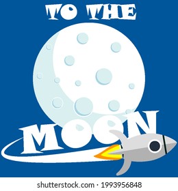 Space travel to the moon, vector art illustration.