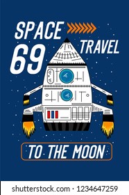 space travel to the moon,t-shirt design