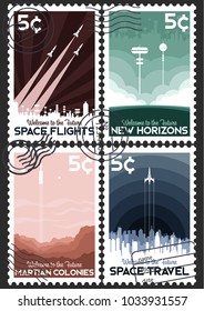 Space Travel Postage Stamps