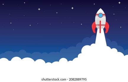 Space, travel, universe and distant galaxies. rocket and space concept. Explore with planets concept with dark night background vector. editable vector, graphic, poster design. space concept.

