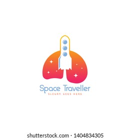 Space traveller logo template. Rocket logo concept. Space vehicle logo template