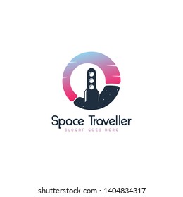 Space traveller logo template. Rocket logo concept. Space vehicle logo template