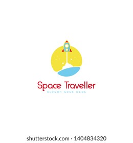 Space traveller logo template. Rocket logo concept. Space vehicle logo template
