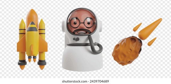 Space travelling 3d icon render clipart