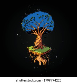 space tree illustration perfect for tshirt