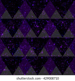 Space triangle seamless pattern with grunge effect