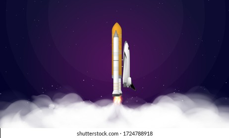 Spacecraft Launch Space Background First Mission Stock Vector (Royalty ...