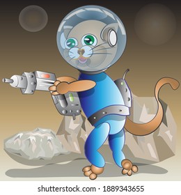 Space Trooper Cat Cartoon Character