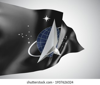 Raumtruppen auf Vektorgrafik-3D-Flagge einzeln auf weißem Hintergrund