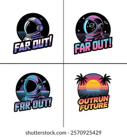 Space t-shirt vector design set