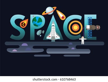 Space typography with pictures
