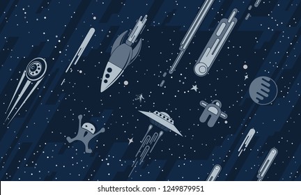 Space ufo aliens pattern