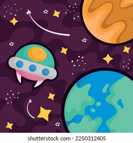 space ufo and earth planet