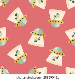 Space UFO flat icon, eps10 seamless pattern background