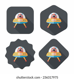 Space UFO flat icon with long shadow, eps10