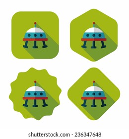Space UFO flat icon with long shadow, eps10