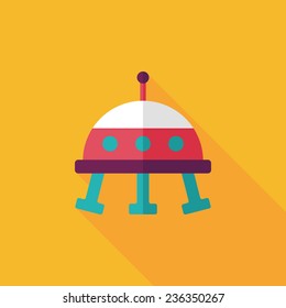Space UFO flat icon with long shadow, eps10
