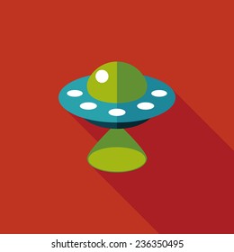 Space UFO flat icon with long shadow, eps10