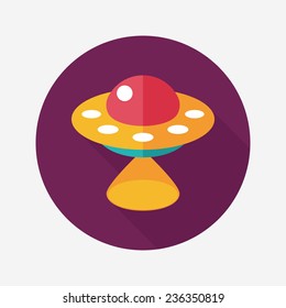 Space UFO flat icon with long shadow, eps10