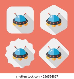 Space UFO flat icon with long shadow, eps10