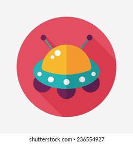 Space UFO flat icon with long shadow, eps10